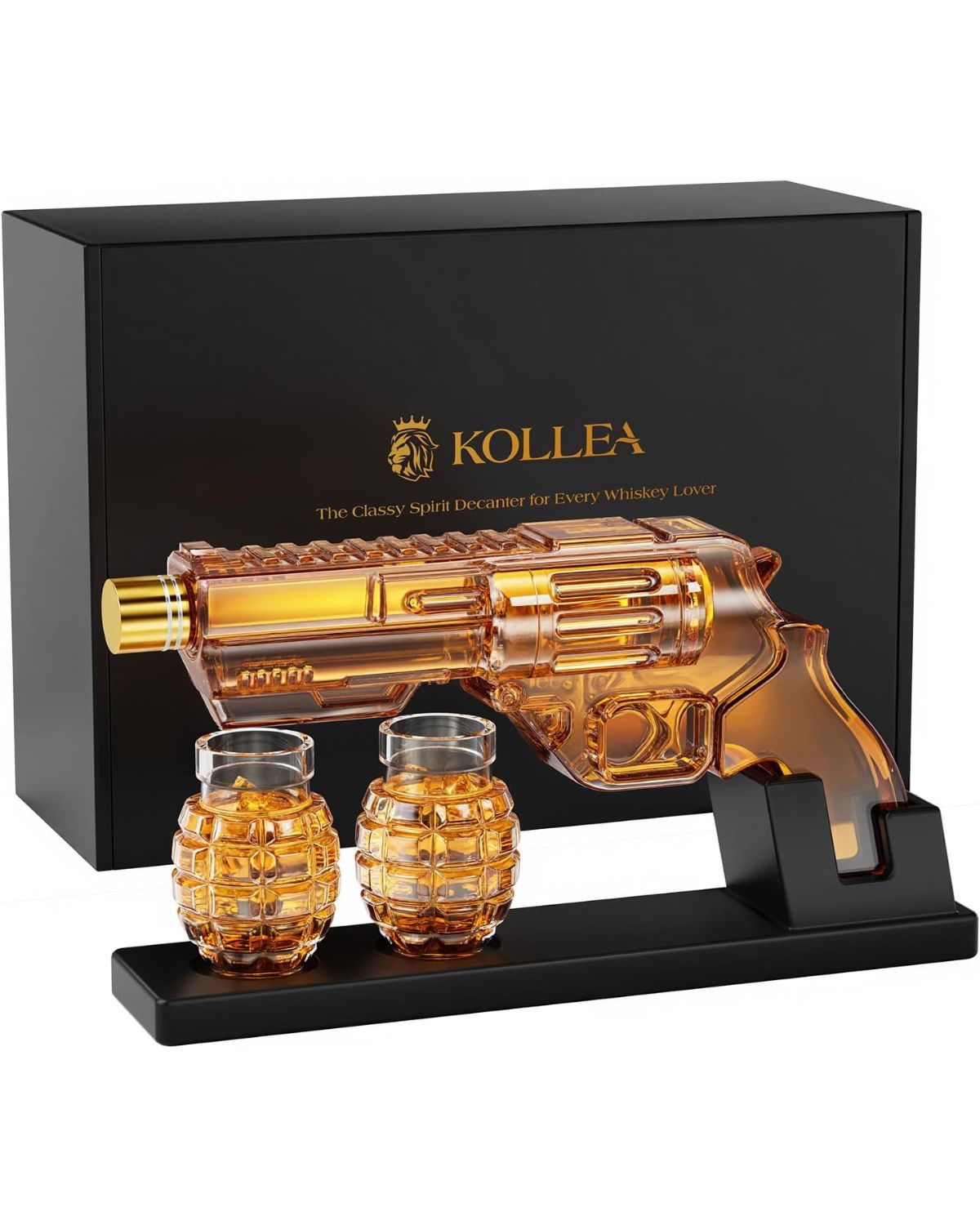 Kollea Whiskey Decanter Set with Grenade Shot Glasses